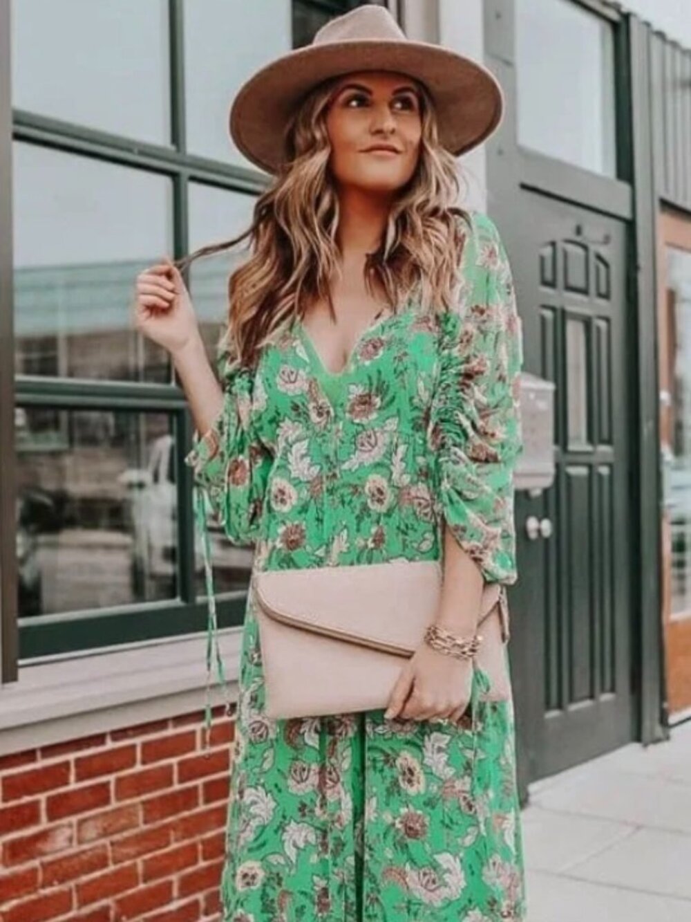 Free People Earthfolk Maxi Dress in Green Combo XSmall